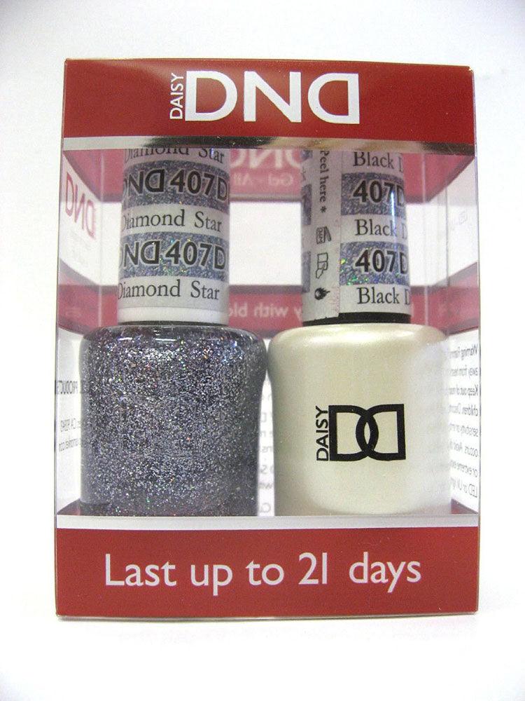 DND - Soak Off Gel Polish & Matching Nail Lacquer Set - #407 BLACK DIAMOND STAR