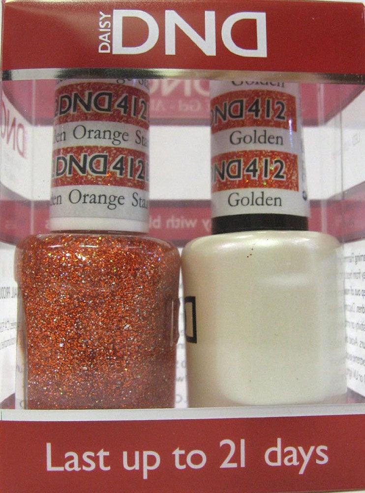 DND - Soak Off Gel Polish & Matching Nail Lacquer Set - #412 GOLDEN ORANGE STAR