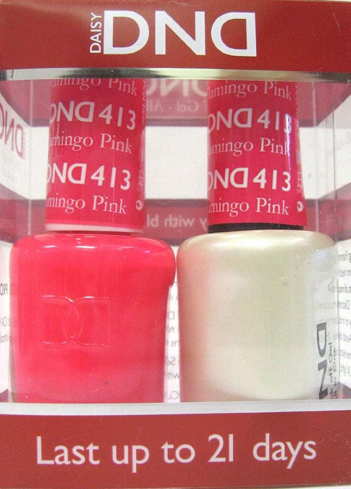 DND - Soak Off Gel Polish & Matching Nail Lacquer Set - #413 FLAMINGO PINK