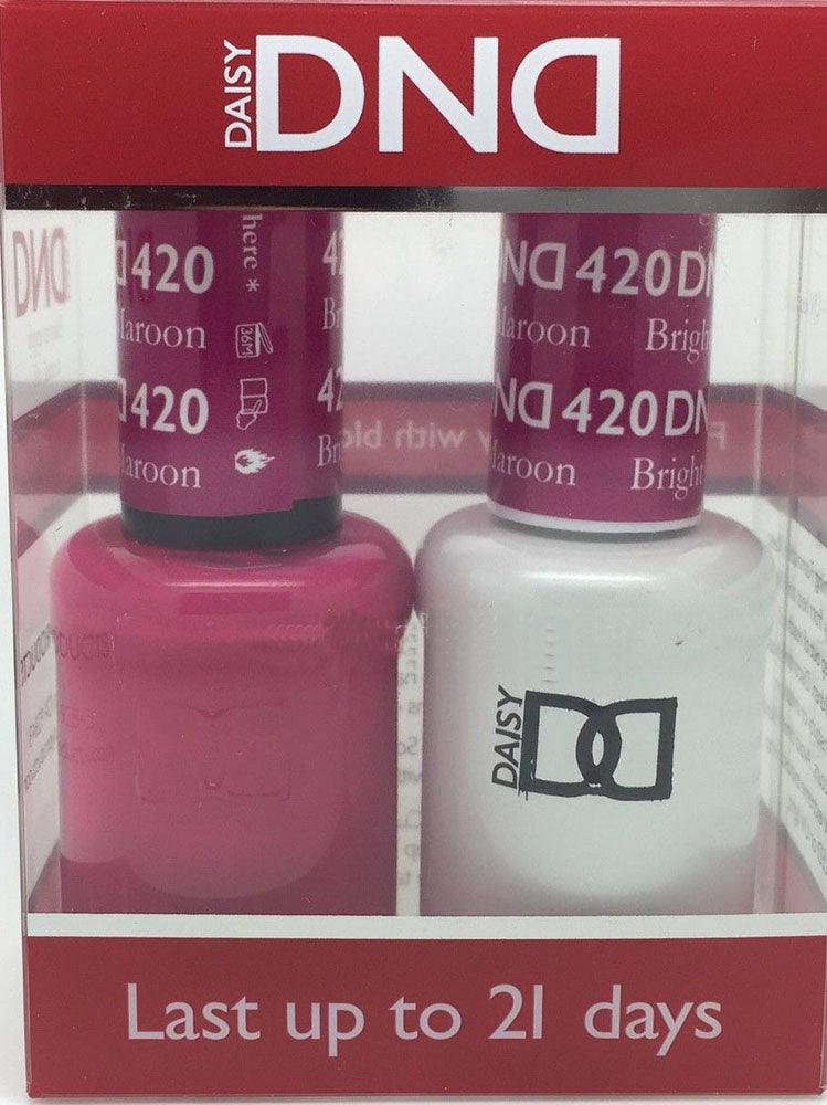 DND - Soak Off Gel Polish & Matching Nail Lacquer Set - #420 BRIGHT MAROON