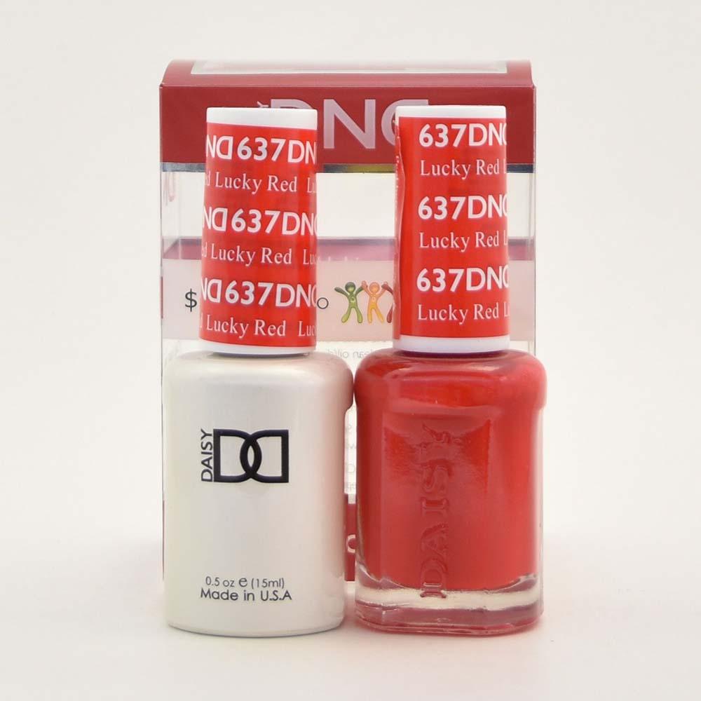 DND - Soak Off Gel Polish & Matching Nail Lacquer Set - #637 Lucky Red