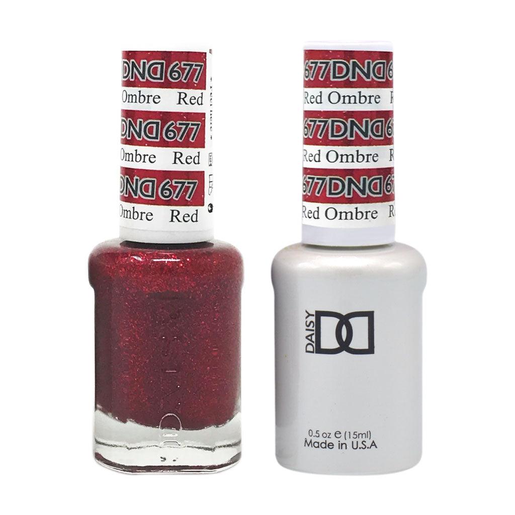 DND - Soak Off Gel Polish & Matching Nail Lacquer Set - #677 RED OMBRE