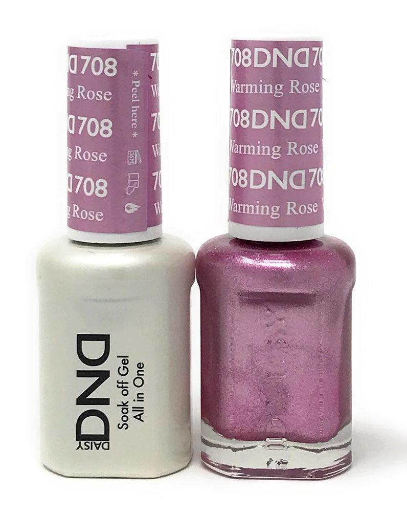 DND - Soak Off Gel Polish & Matching Nail Lacquer Set - #708 WARMING ROSE
