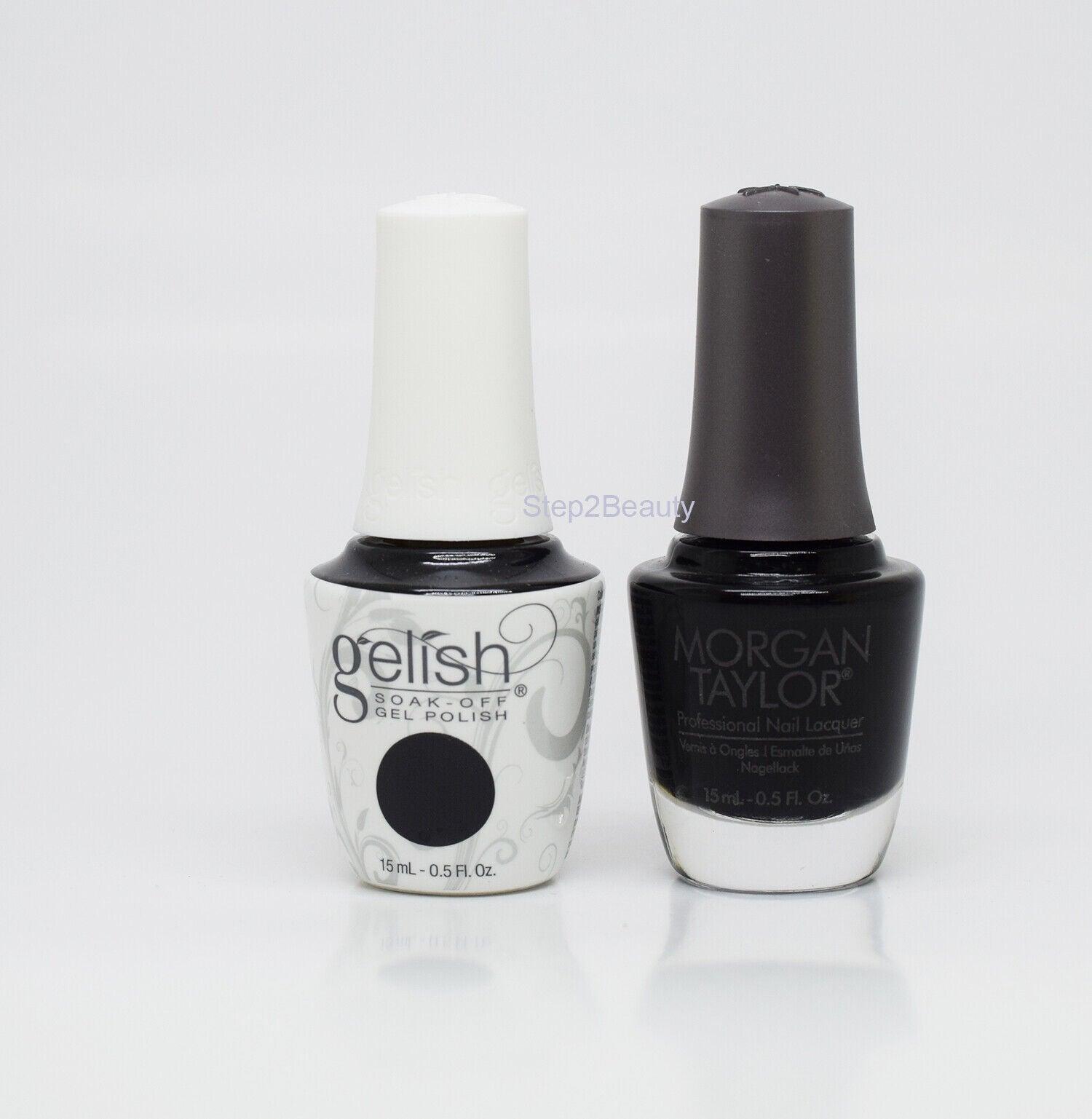 Gelish DUO Soak Off Gel Polish + Morgan Taylor Lacquer - #830 Black Shadow