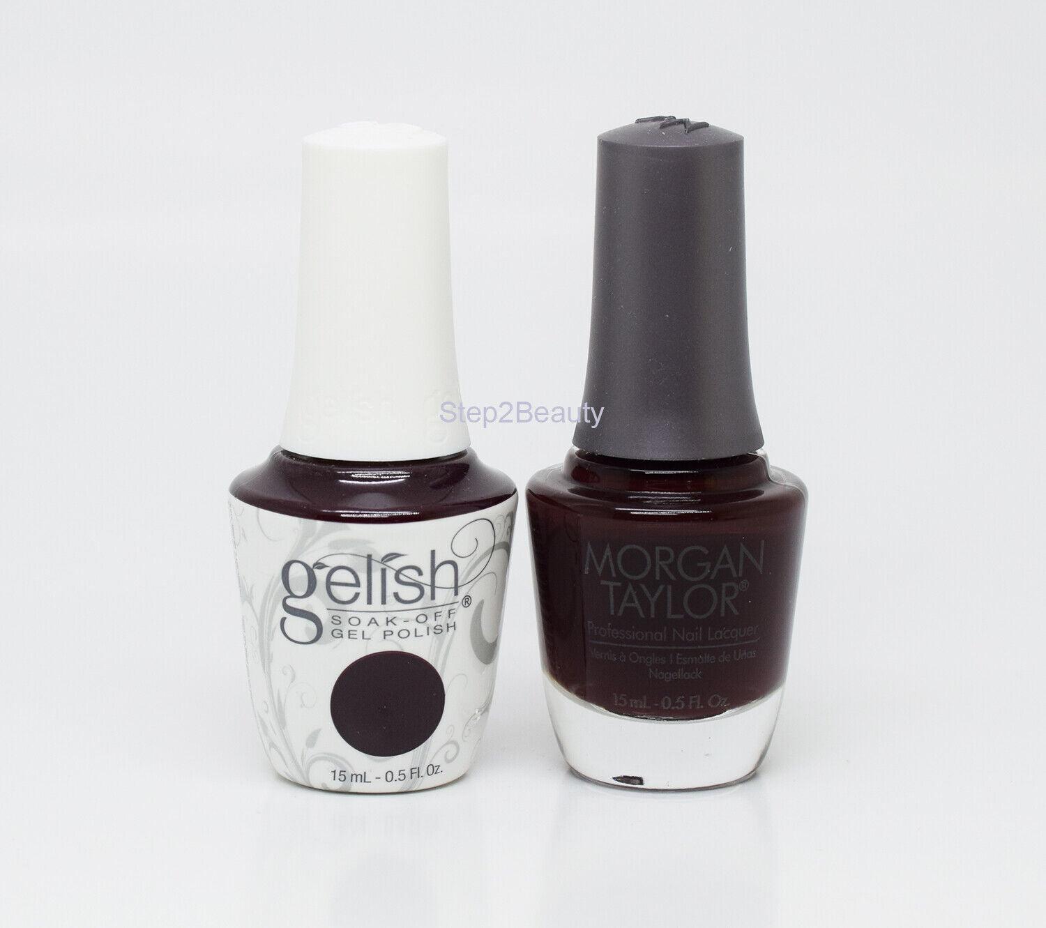Gelish DUO Soak Off Gel Polish + Morgan Taylor Nail Lacquer - #867 Black Cherry