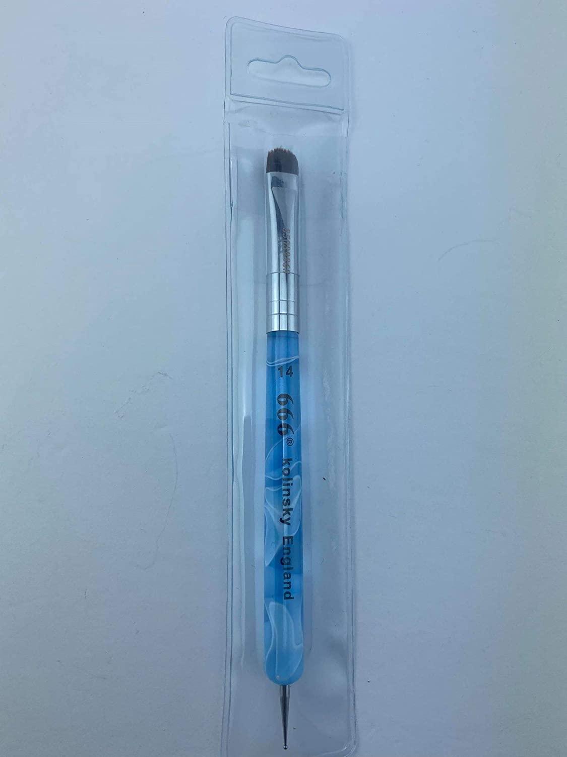 Kolinsky French Brush 666 (Blue handle with dotting tool Size 14)