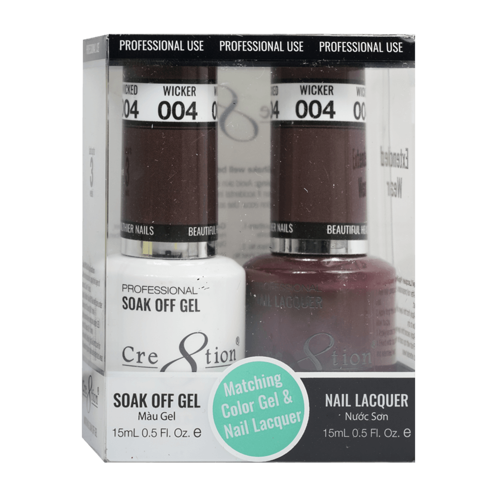 Cre8tion Soak Off Gel & Matching Nail Lacquer Set | 04 Wicker