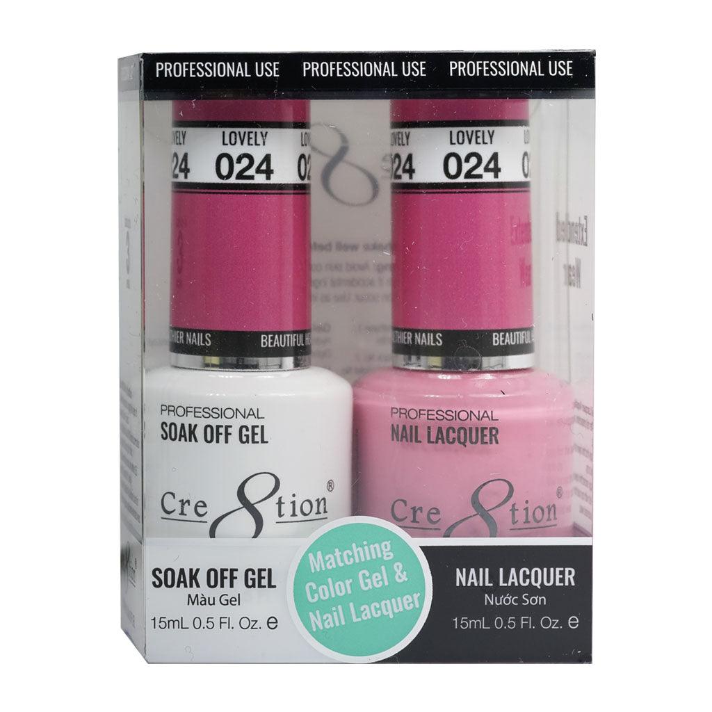 Cre8tion Soak Off Gel & Matching Nail Lacquer Set | 024 Lovely