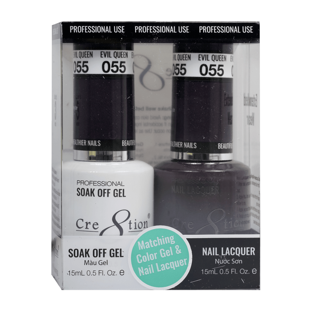 Cre8tion Soak Off Gel & Matching Nail Lacquer Set | 055 Evil Queen