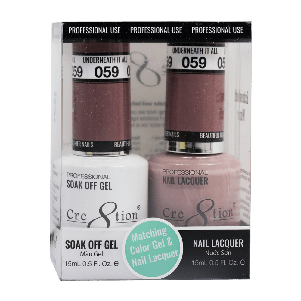 Cre8tion Soak Off Gel & Matching Nail Lacquer Set | 059 Underneath It All