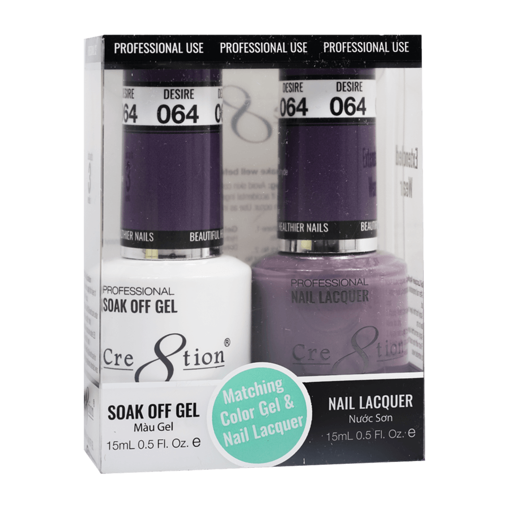 Cre8tion Soak Off Gel & Matching Nail Lacquer Set | 064 Desire