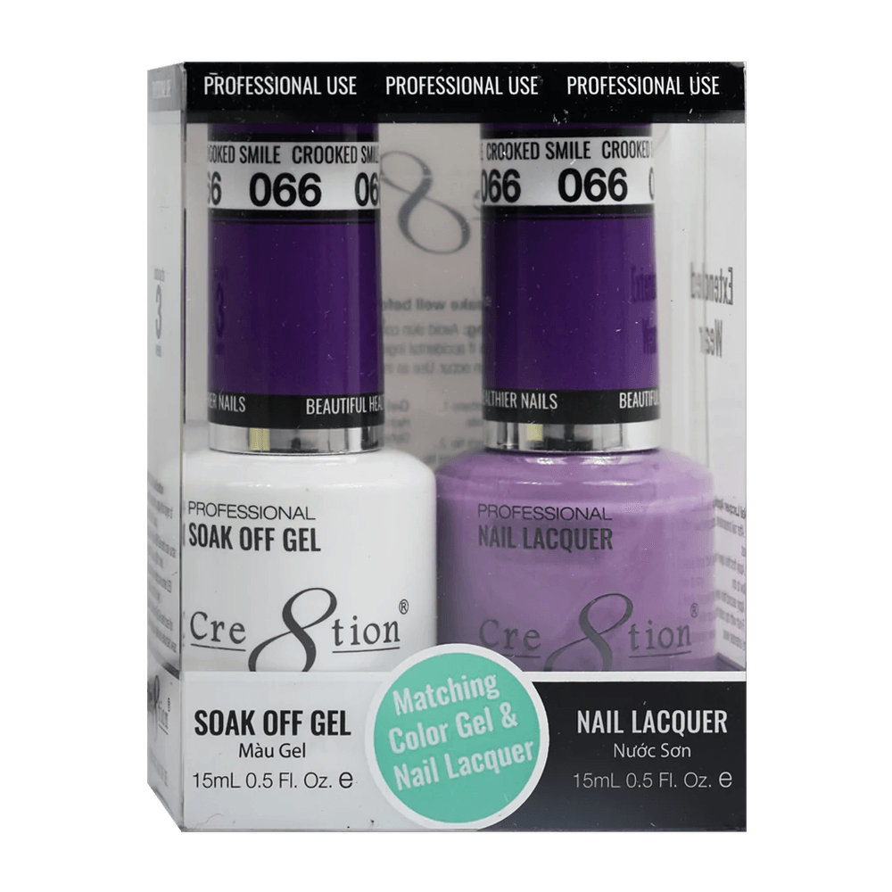 Cre8tion Soak Off Gel & Matching Nail Lacquer Set | 066 Crooked Smile