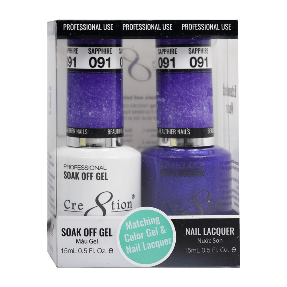 Cre8tion Soak Off Gel & Matching Nail Lacquer Set | 091 Sapphire