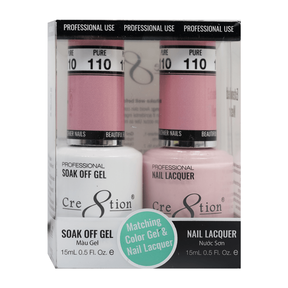 Cre8tion Soak Off Gel & Matching Nail Lacquer Set | 110 Pure