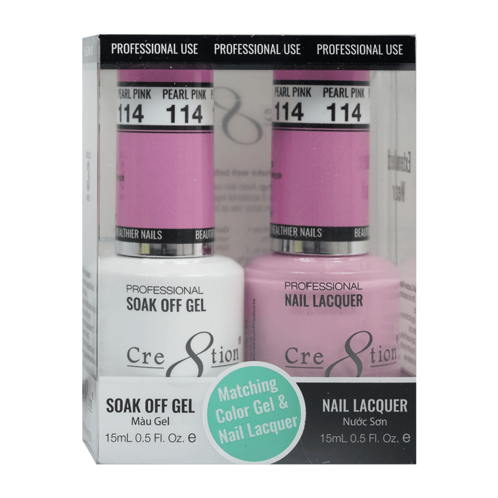 Cre8tion Soak Off Gel & Matching Nail Lacquer Set | 114 Pearl Pink