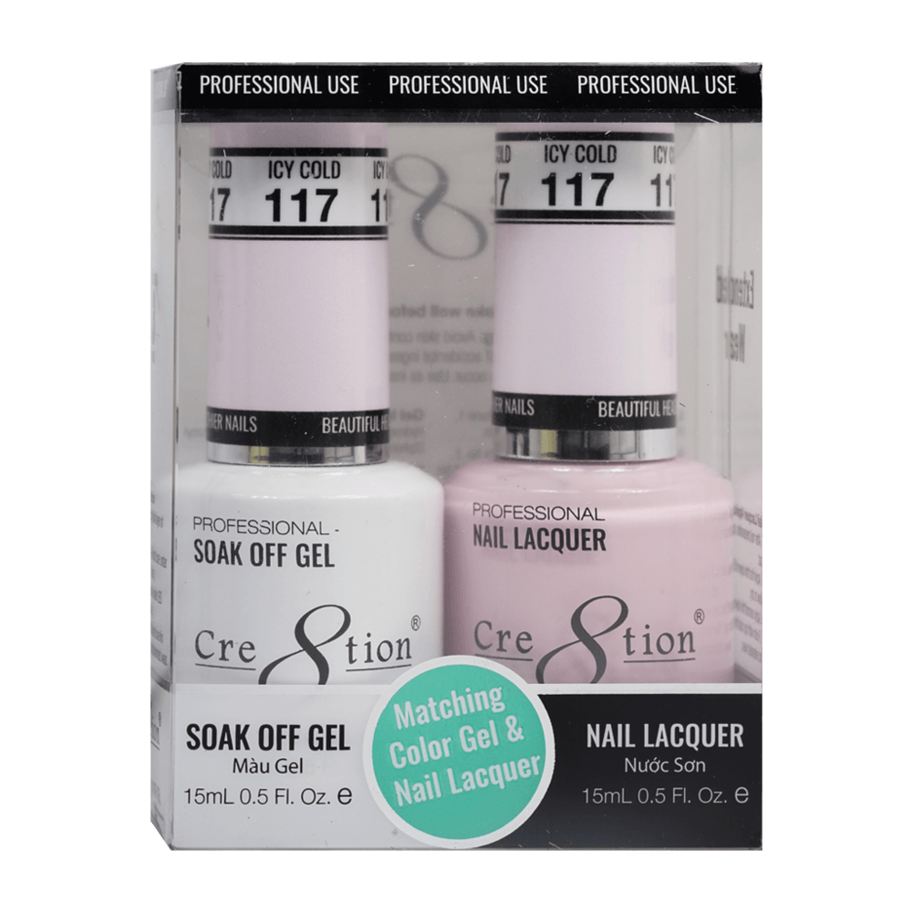 Cre8tion Soak Off Gel & Matching Nail Lacquer Set | 117 Icy Cold