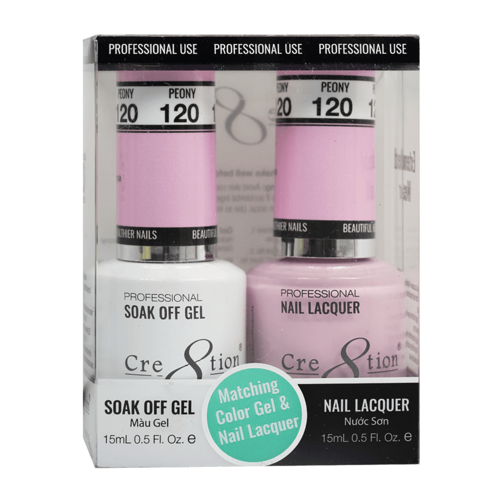 Cre8tion Soak Off Gel & Matching Nail Lacquer Set | 120 Peony