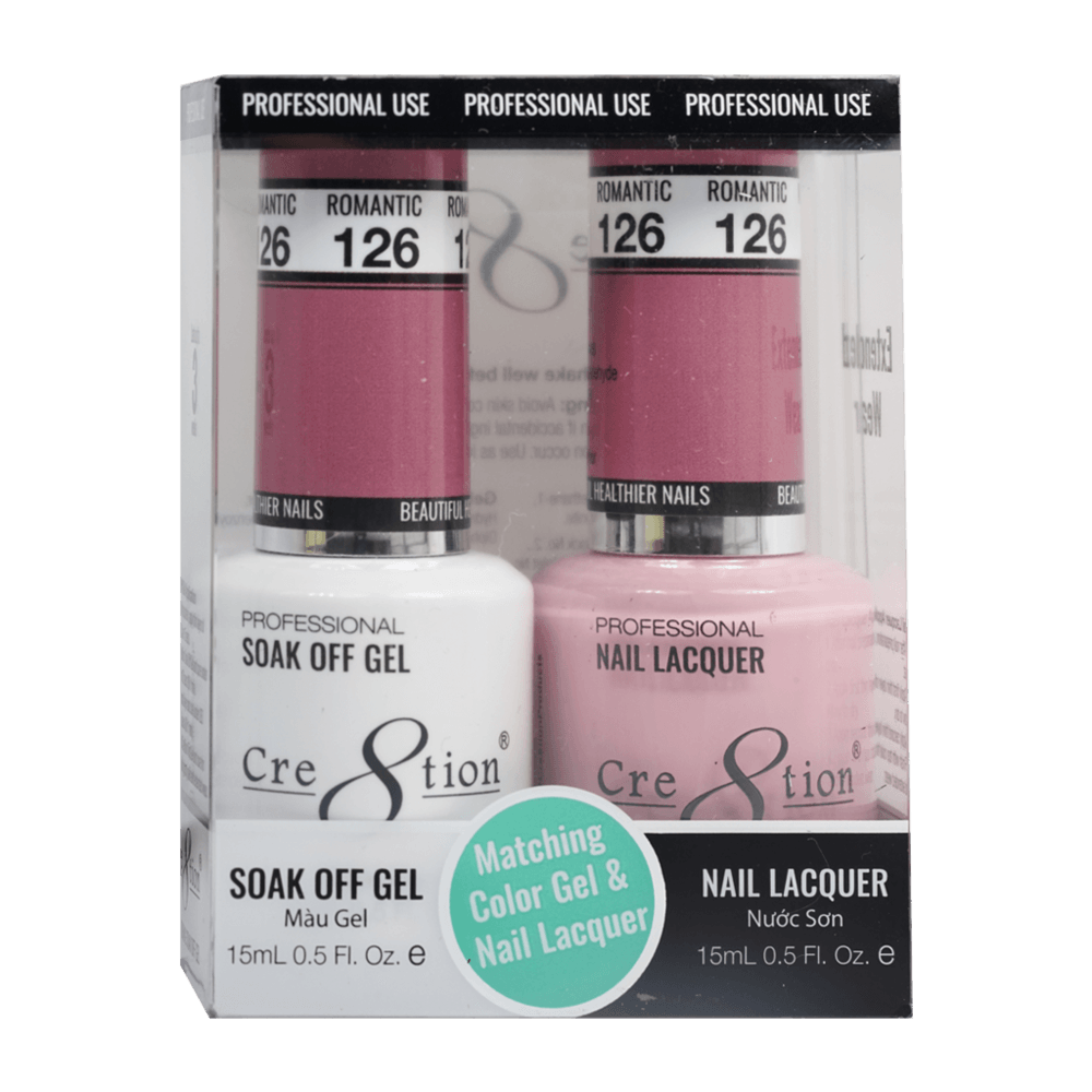 Cre8tion Soak Off Gel & Matching Nail Lacquer Set | 126 Romantic
