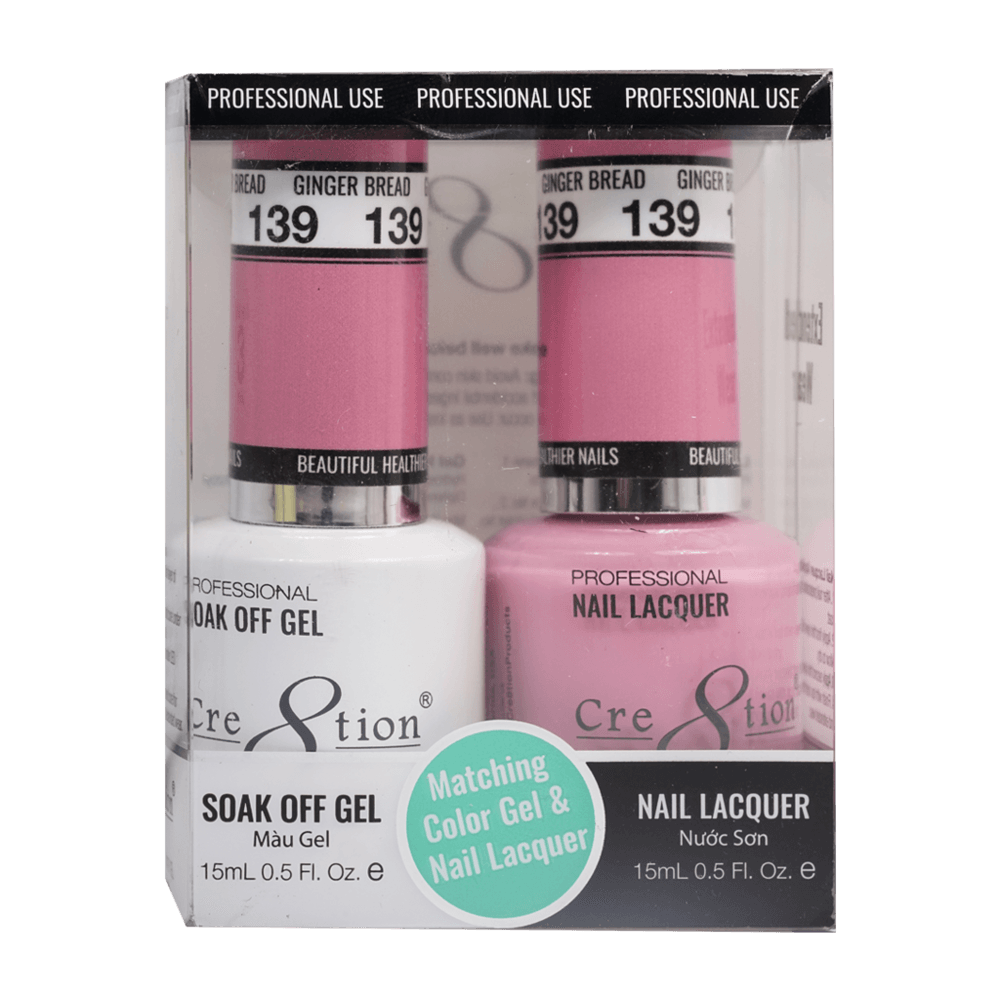 Cre8tion Soak Off Gel & Matching Nail Lacquer Set | 139 Ginger Bread