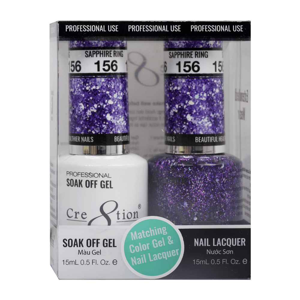Cre8tion Soak Off Gel & Matching Nail Lacquer Set | 156 Sapphire Ring