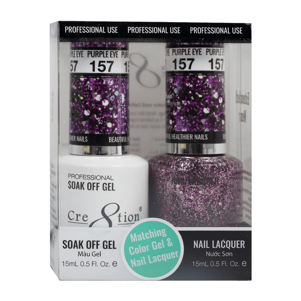 Cre8tion Soak Off Gel & Matching Nail Lacquer Set | 157 Purple Eye