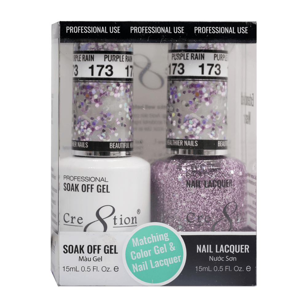 Cre8tion Soak Off Gel & Matching Nail Lacquer Set | 173 Purple Rain