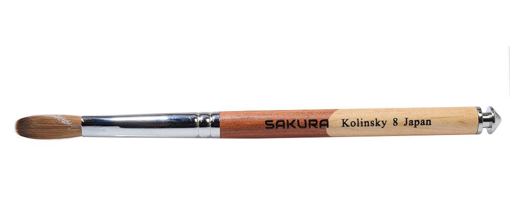 Acrylic Nail Brush Kolinsky | Sakura 2 Tone handle CRIMPED Size #08