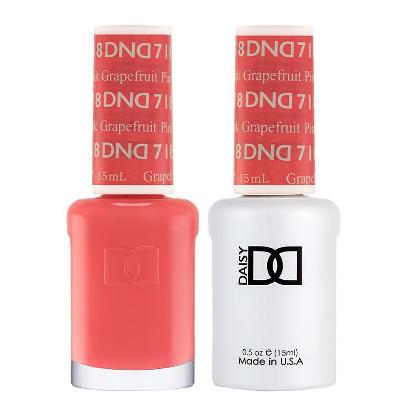 DND - Soak Off Gel Polish & Matching Nail Lacquer - #718 Pink Grapefruit