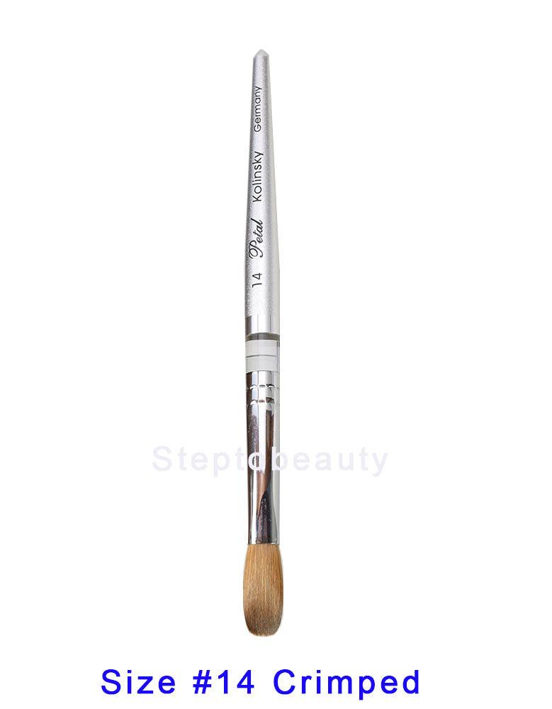 Acrylic Nail Brush Kolinsky | Petal Silver Handle CRIMPED Size #14