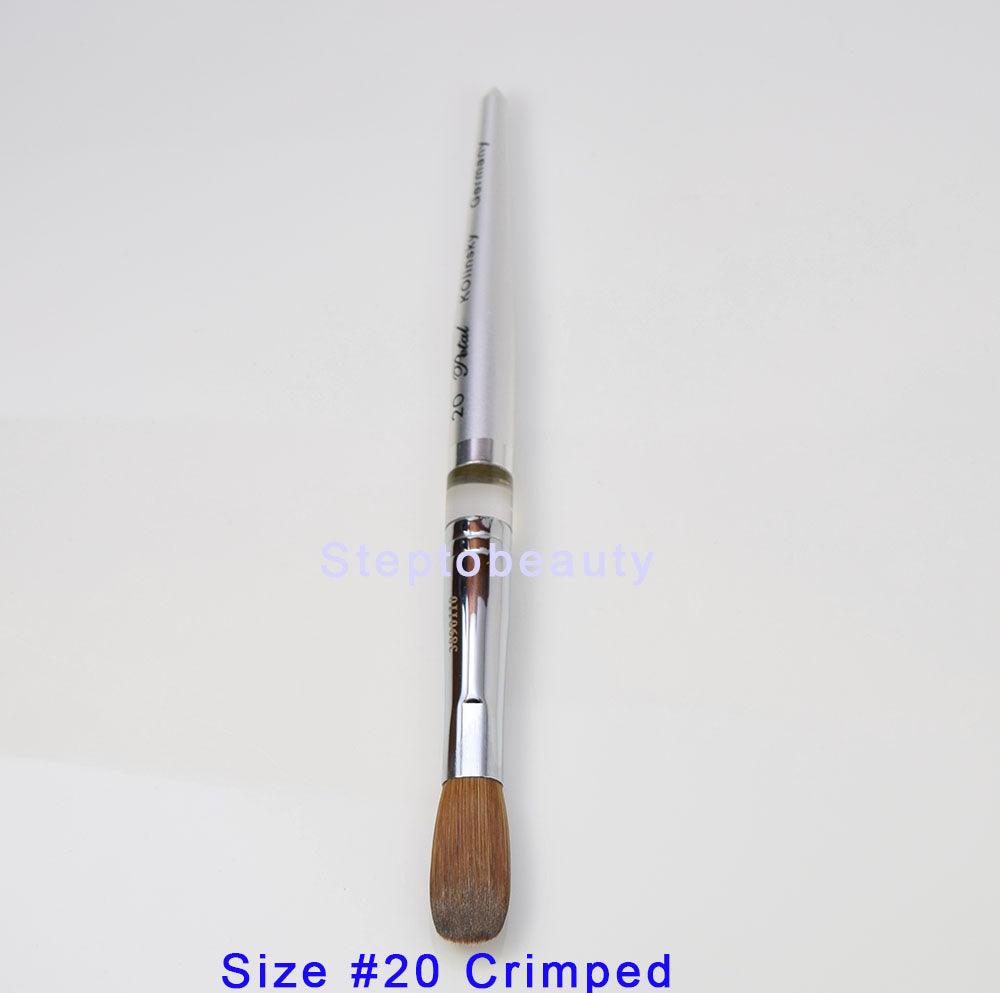Acrylic Nail Brush Kolinsky | Petal Silver Handle CRIMPED Size #20