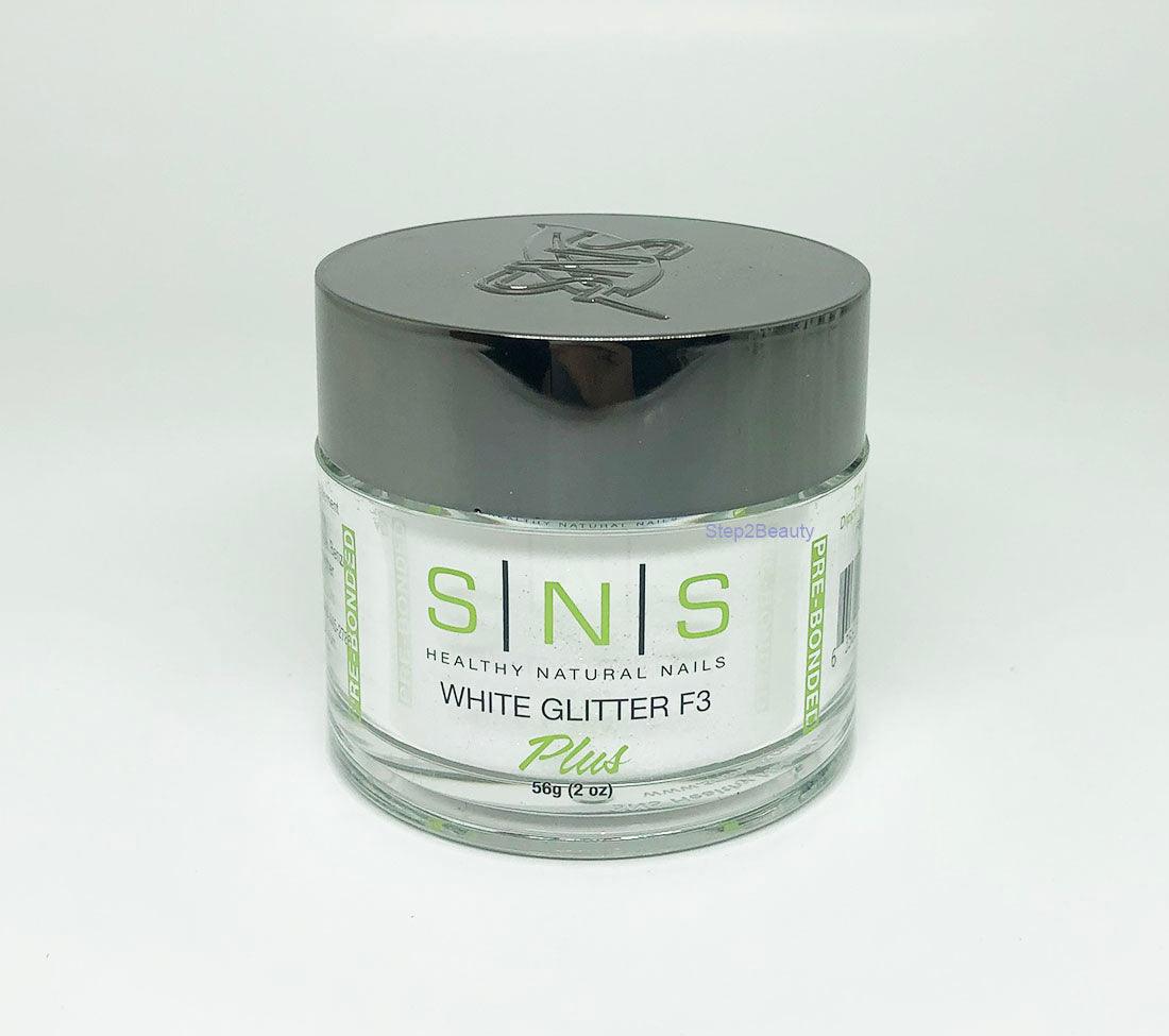 SNS Healthy Natural Nails Dipping Powder - WHITE GLITTER F3 2 oz