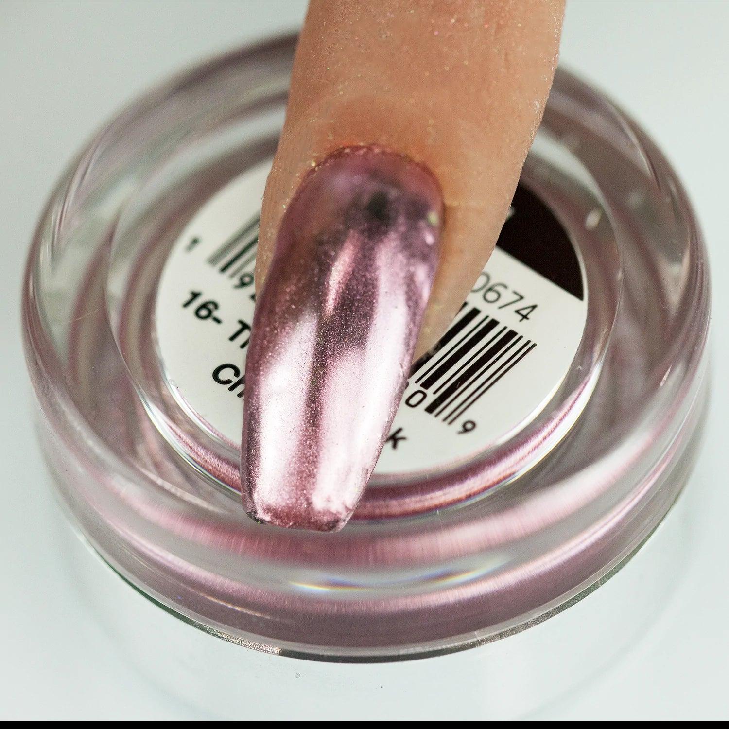 Cre8tion Chrome Nail Art Effect Powder 1g - #16 True Red Pink Chrome