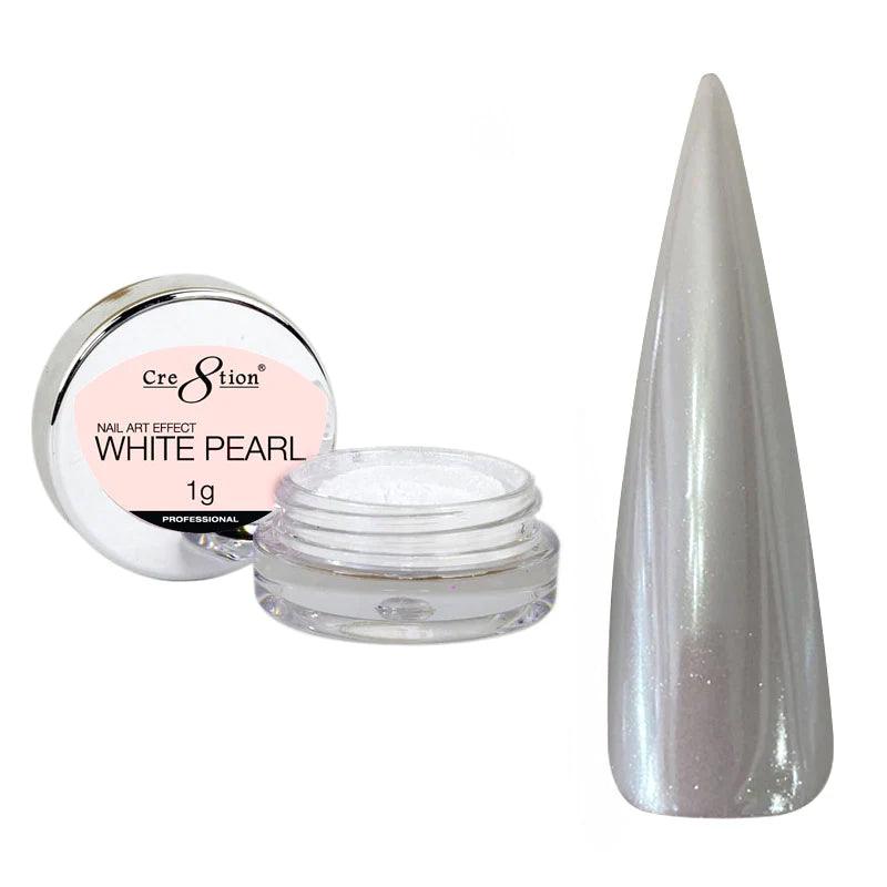Cre8tion Chrome Nail Art Effect Powder 1g - White Pearl